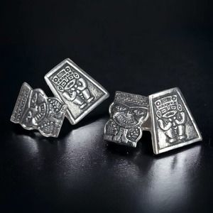 Mayan Silver Cufflinks 900 Chain Link Style Double Sided Gift Mens Aztec Mexico